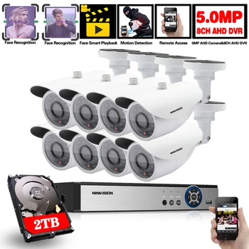 

8CH HD AHD Human Face Detection 5MP Outdoor Security Camera System Kit 36leds Video Surveillance 1920P Bullet CCTV Camera System