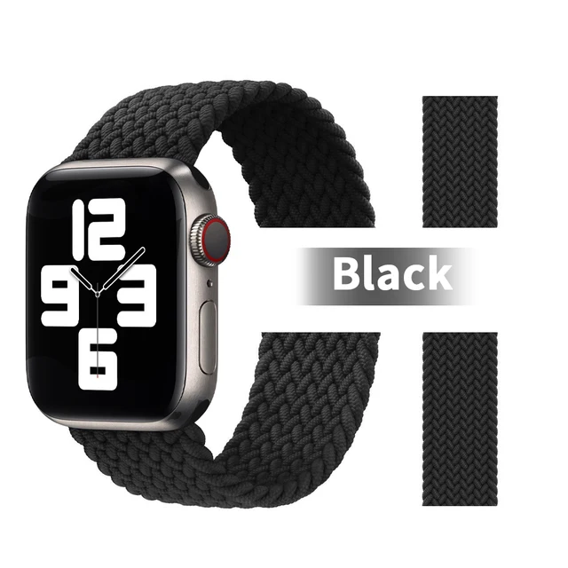Pride Braided Solo Loop Band For Apple Watch Se Strap 44mm 40mm Elastic Wristband Bracelets 41mm 45mm Series 765432 42mm38mm 6 Full black