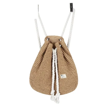 

ZZSLHL 2020 Summer Women Straw Backpack Handmade Beach Bag Drawstring Knapsack Knitted Crocheted Shoulder Bag Travel Bag