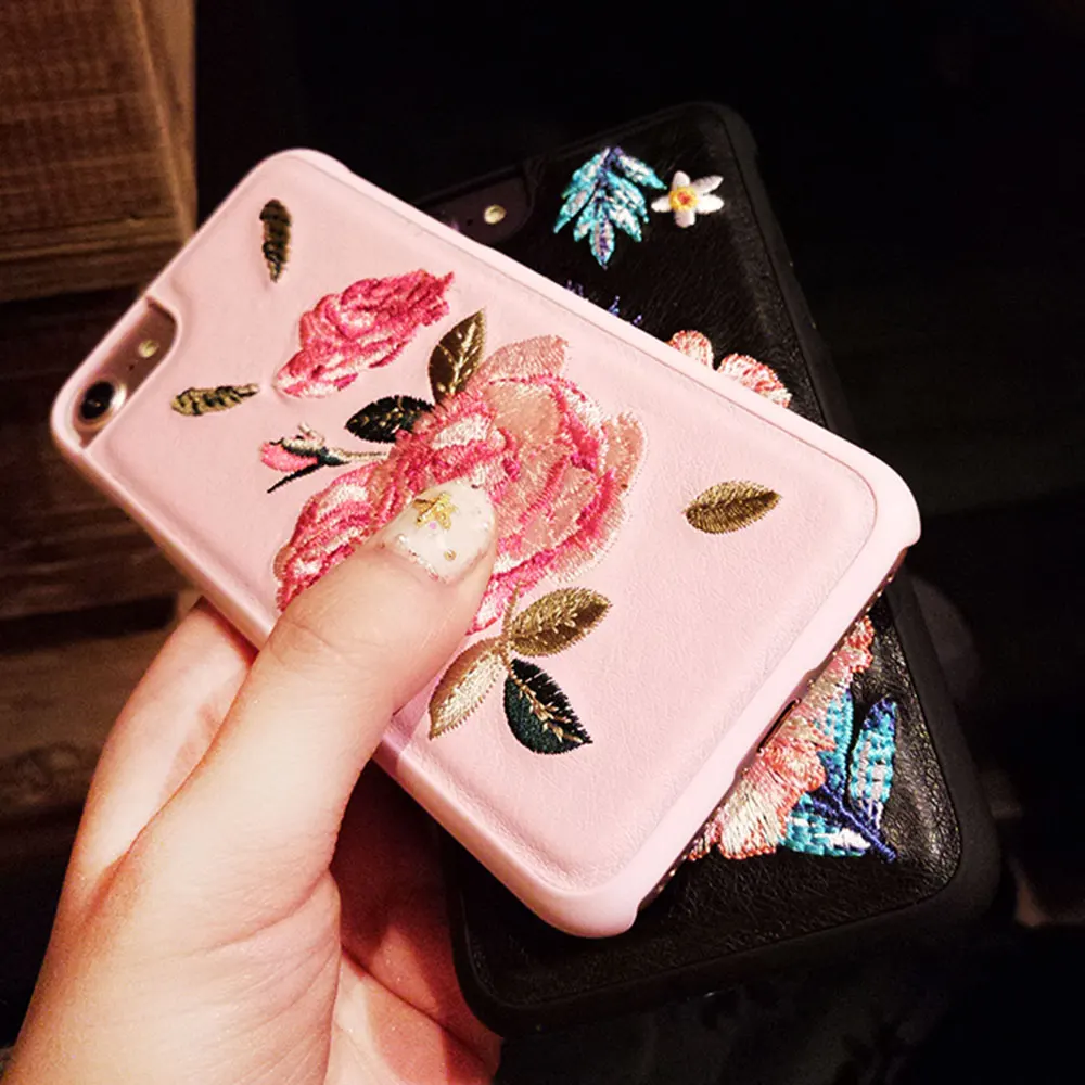 KISSCASE Luxury PC Phone Case For iPhone 7 XR X XS MAX Rose Embroidered Cases 8 6 6S Plus Floral Back Covers |
