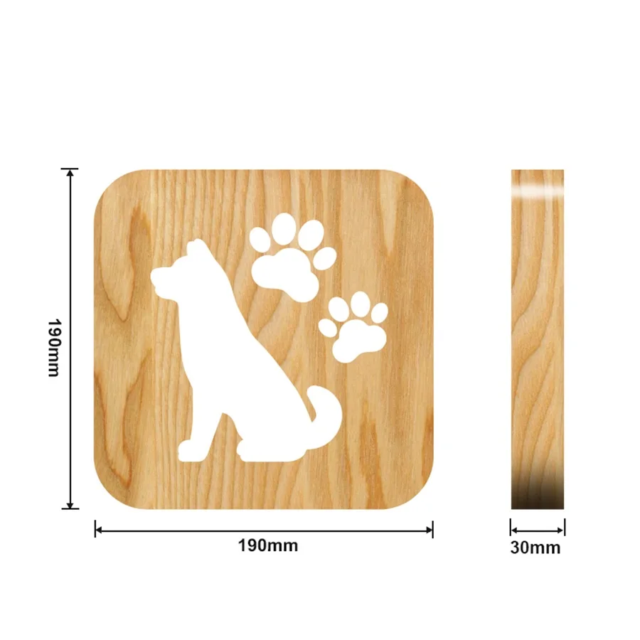 Dog Креативный 3D Деревянный ночник с USB питанием мультфильм ночник домашний декор спальни лампа подарок для детей взрослых спальни - Цвет корпуса: Dog