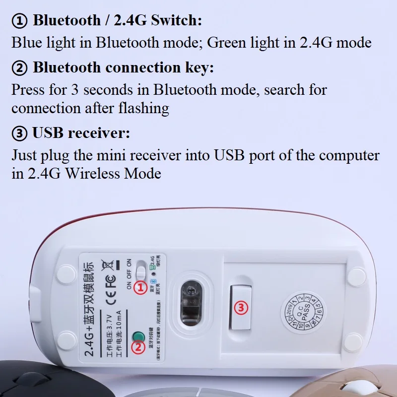 Bluetooth 4 0 + 2 4G Беспроводная Двухрежимная перезаряжаемая мышь в 1 эргономичная
