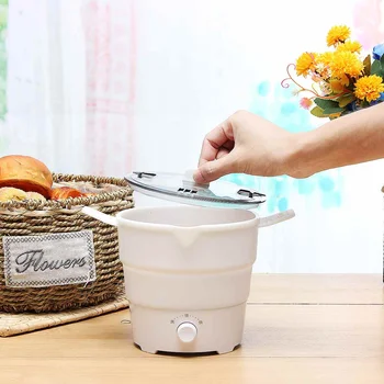 

Folding Electric Skillet Kettle Heated Food Container Heated Lunch Box Cooker Portable Hot Pot Cooking Tea