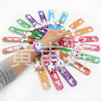 

15pcs new arrival fashion jewelry anime cartoon silicone bracelet PVC unicorn rubber bangle children's party gifts
