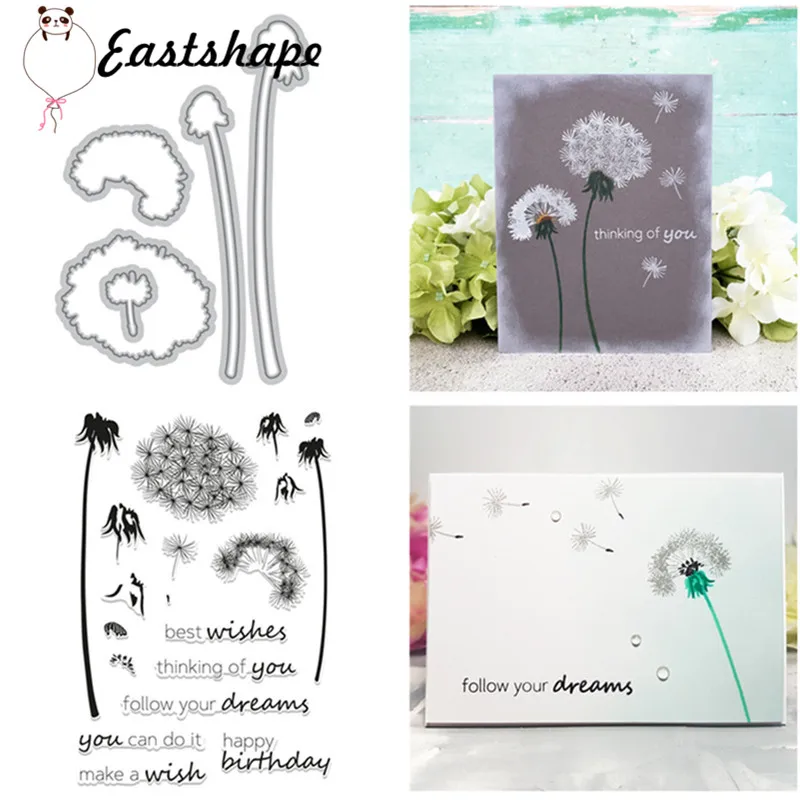 

Dandelion Swaying with The Wind Metal Cutting Dies and Clear Stamps Scrapbooking 2019 Die Cuts for Card Making Fustelle Craft