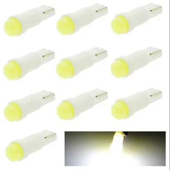 

DC12V T5 1 COB Auto Car Side Wedge Instrument Light Lamp Bulb White SMD Led Car Dashboard Lamp Light Wedge Bulbs 21mm 10Pcs