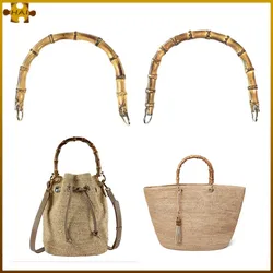 1Pc Bag Handles U Shape Bamboo Imitation Handle For DIY Lady Purse Handcrafted Handbag With Link Buckle Bags Accessories Part
