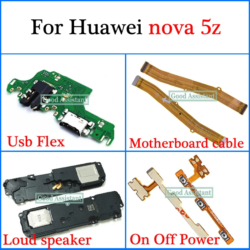 For Huawei Nova 5z SPN-TL00 SPN-AL00 Usb Flex Motherboard cable Loud speaker On Off Power Cable | Мобильные телефоны и