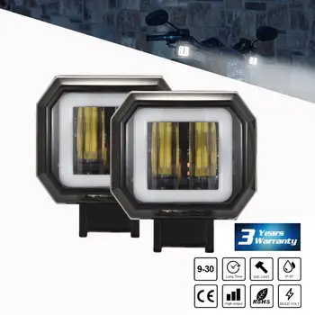 

2x 3 inch 40W Round/Square Off-road Boat Work Motorcycle LED Angel Eye Fog Driving Light