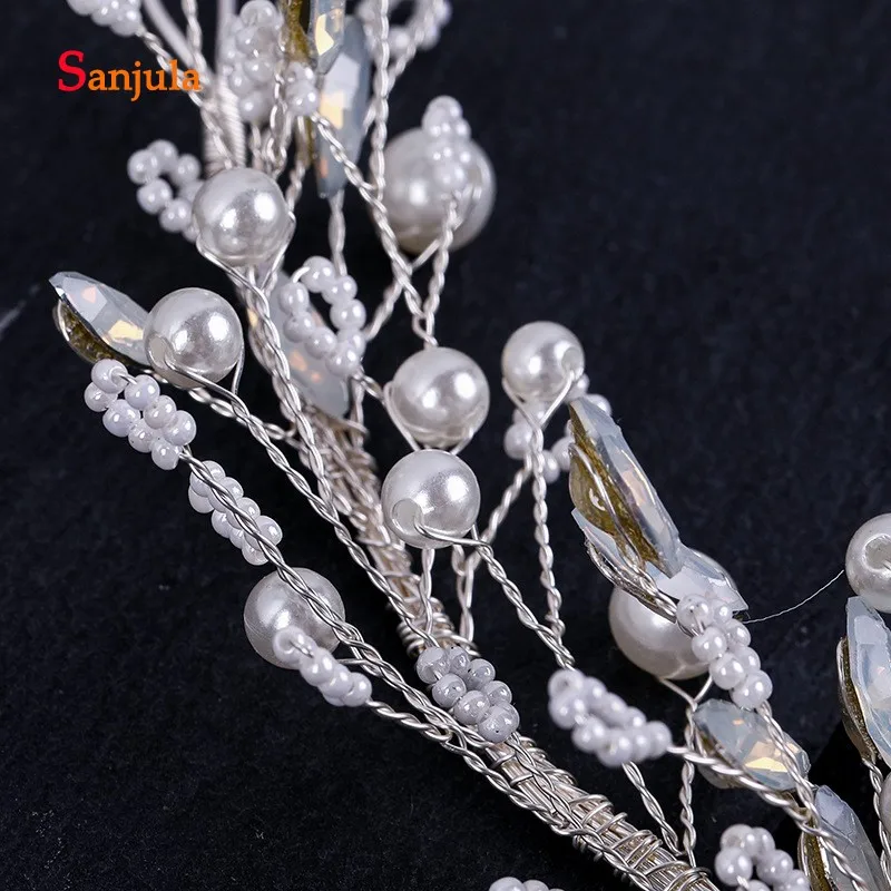 Свадебные аксессуары ручной работы бусы со стразами жемчуг Свадебная повязка на голову Ткань Цветы украшения для невесты для головы T153