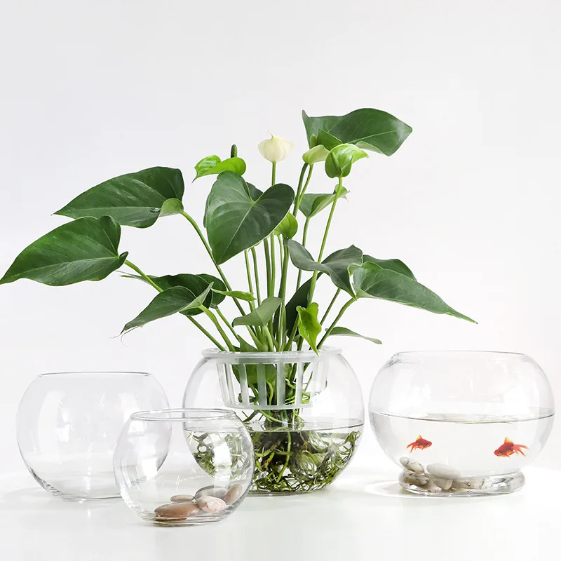 Прозрачная ваза стеклянная для цветов композиция зеленые растения гидропонный цветок шар аквариум контейнер настольная декоративная домашняя ваза
