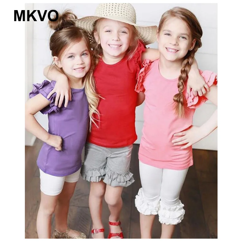 

Summer Candy Color T-Shirt Children's Lace O-Neck Short Sleeve Solid Color Tops Kids Girl T-shirt Clothes 0-6 Years camiseta