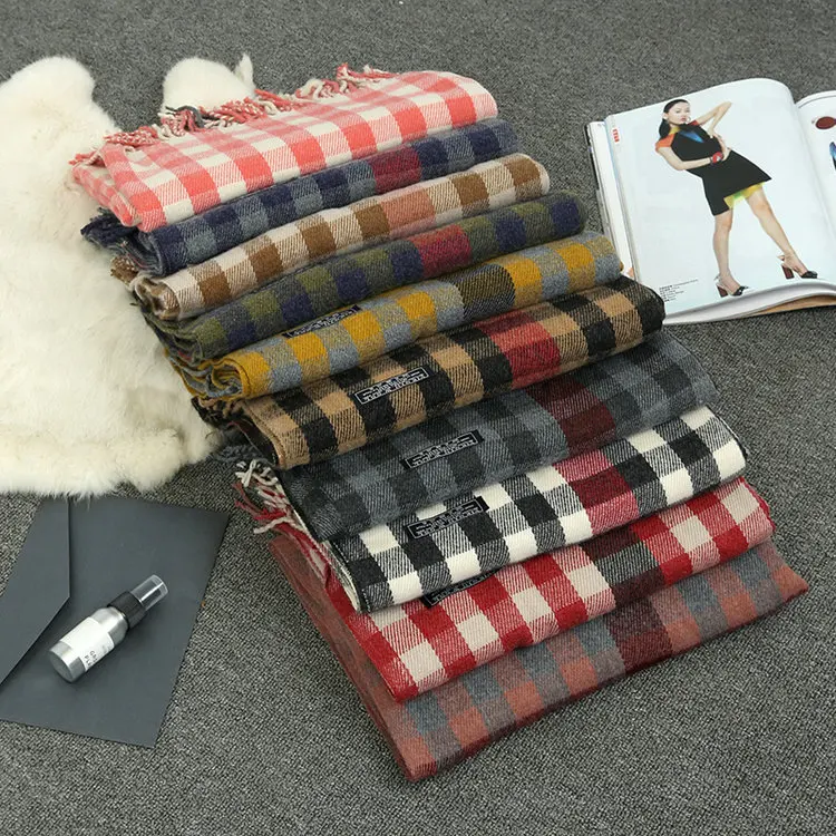 Английский большой сетчатый искусственный кашемир шарф осень и зима женская кисточка шаль шарф корейский стиль Универсальный