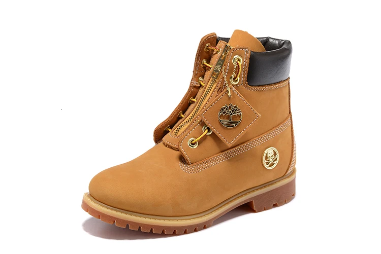 TIMBERLAND мужские золотые ботинки премиум класса на молнии, мужские ботильоны из натуральной кожи пшеничного желтого цвета на шнуровке, повседневная обувь 6735R