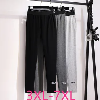 

2019 spring autumn plus size pencil pants for women large casual loose elastic waist cotton long trousers black 4XL 5XL 6XL 7XL