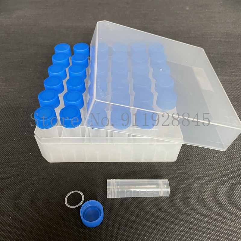 36pcs Plastic 5ml Cryovial With Colored Screw Cap+ 1pcs 36 Vents plastic Freezing Tube Storage Box for experiment