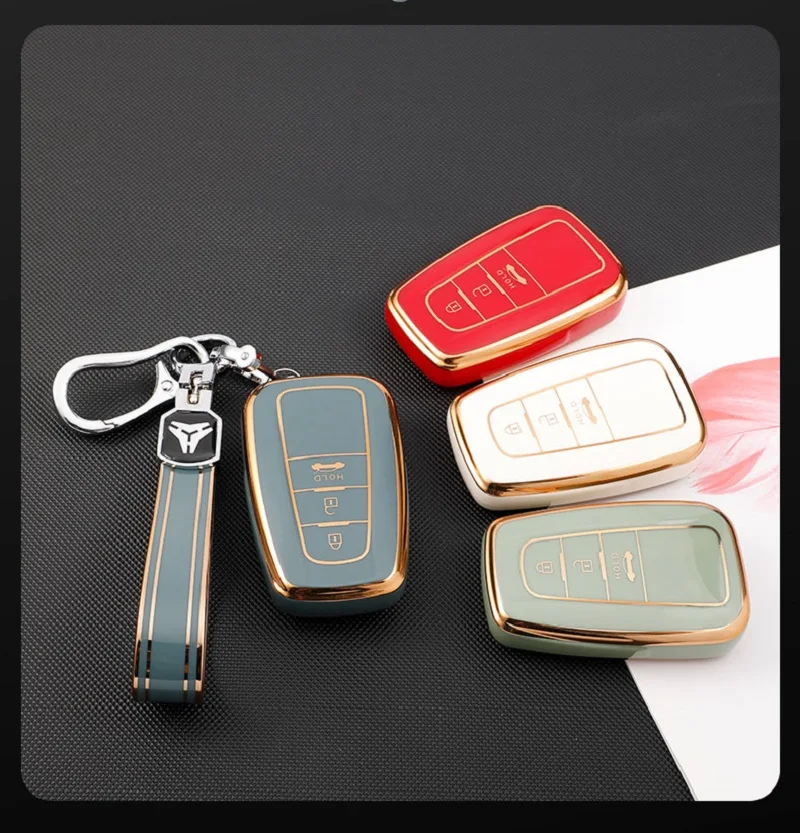 TPU copertura chiave dell'automobile 2 3 caso pulsante per Toyota Camry CHR CH-R Prius Corolla RAV4 Prado 2017 2018 2019 portachiavi senza chiave - H7b63c94bfcf546d3908632696a386efaM