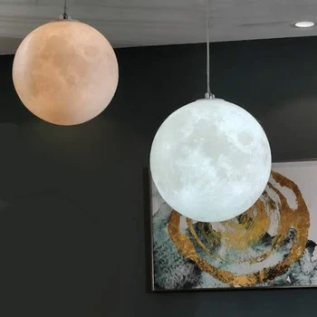 

3D print LED Moon Chandelier Bar Cafe Dining-room Bedroom Study Room Decoration Creative Modern Pendant Ceiling Lamp Gift