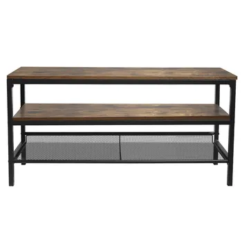 

Wooden TV cabinet console, TV media cabinet/three-tier industrial storage cabinet with lockers