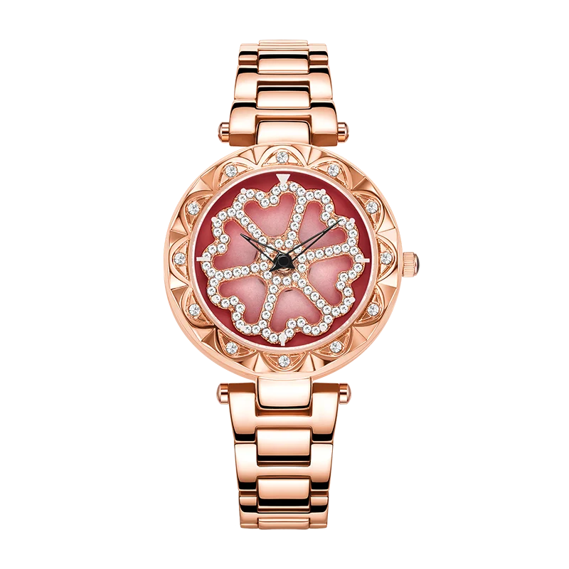 

Ruimas Wrist Watches for Women Rose Gold Watch Quartz Casual Dress Stainless Steel Links Strap Ultra Thin Rhinestones Clock 544