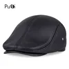 HL042 Spring Men's Real Genuine cow Leather baseball Cap brand Newsboy /Beret  Hat winter warm caps&hats men with ears ear flap ► Photo 1/6