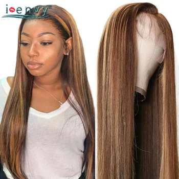 

Brown And Blonde Highlight Lace Front Wig Peruvian Straight Lace Wigs Blonde Human Hair Lace Front Wig 13*4 Lace Remy Long Hair