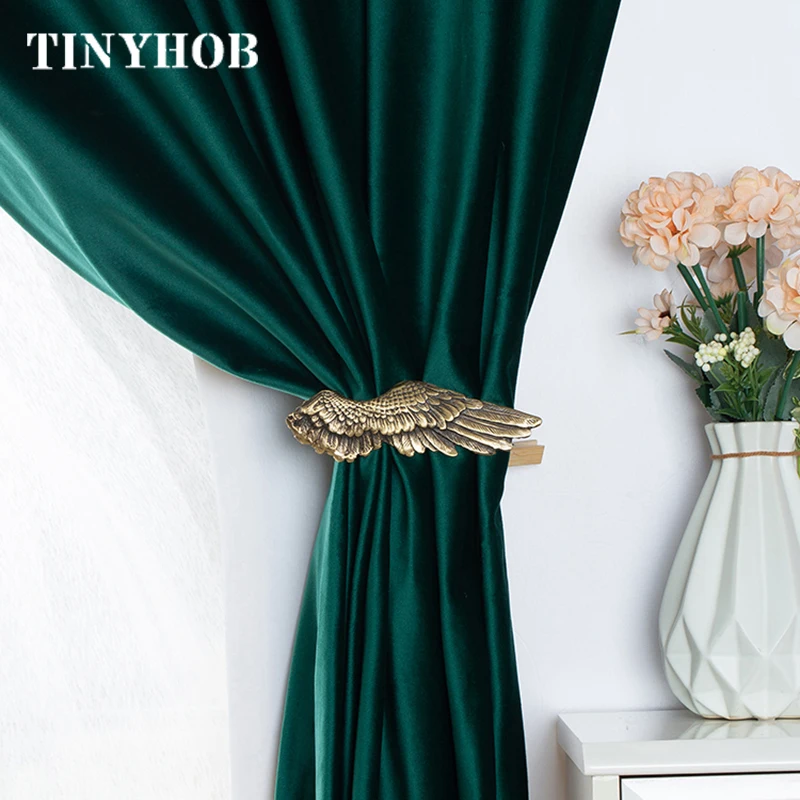VTG Pair Brass Window Curtain Tie Back Hooks Holdback Flowers Wall Drape Holder 