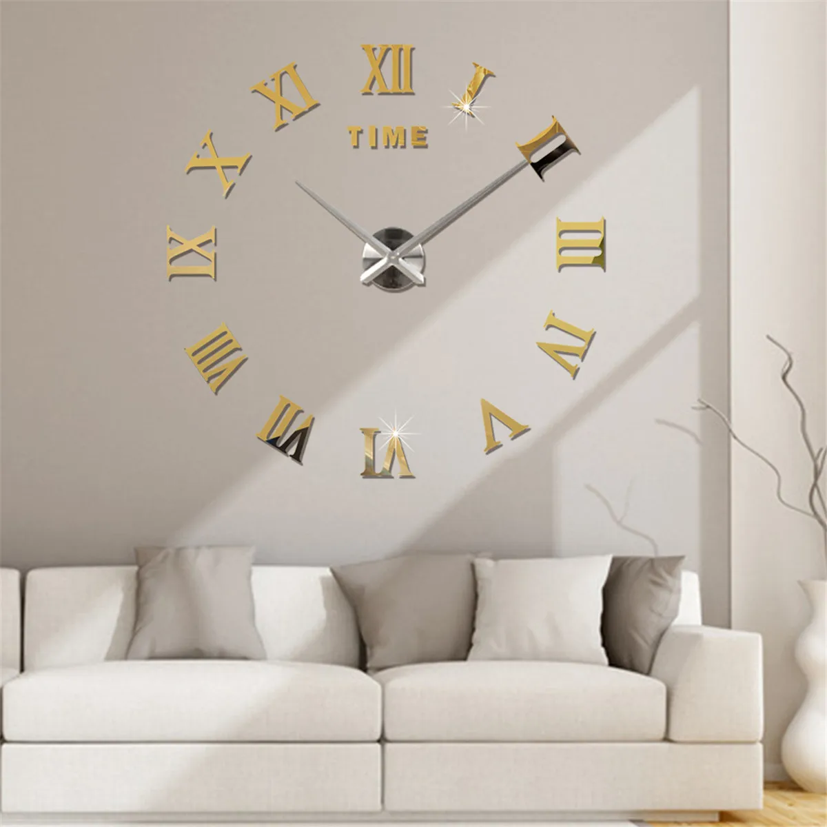 3D большие римские цифры акриловые зеркальные настенные часы стикер модные DIY кварцевые часы украшение дома наклейки для гостиной s