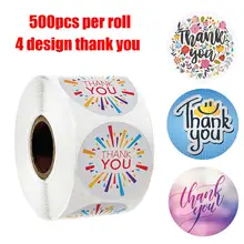 4 дизайна спасибо этикетка наклейка круглая многоцветная причудливый дизайн 500 этикеток в рулоне для вечеринка на день рождения Свадебные украшения