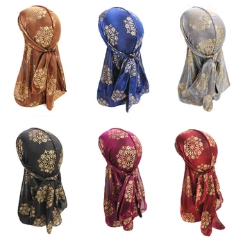 

Colorful Sparkly Adjustable Turban Printed Foloral Snake Skin Bandanas Shiny Silky Headband Hair Cover Accessories