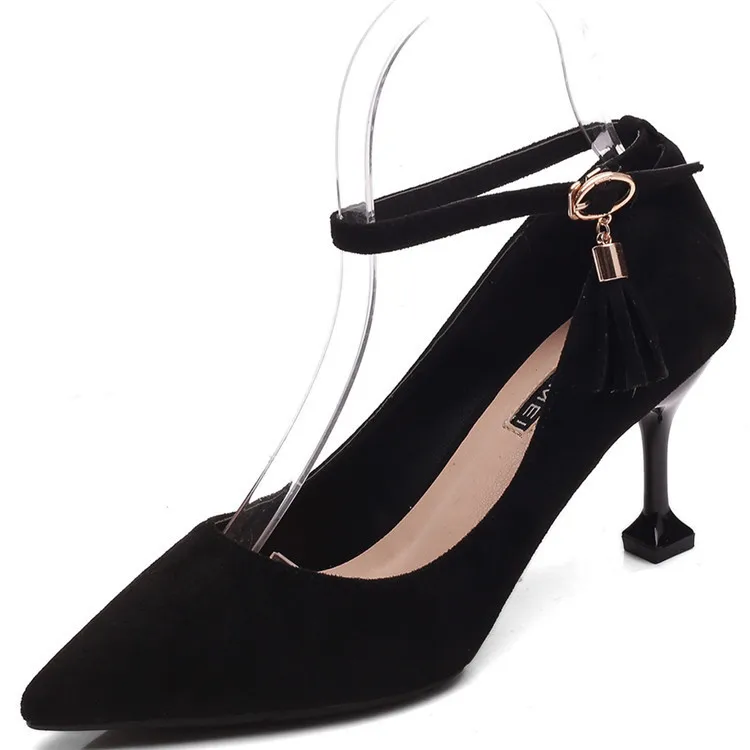 

337-8 Cat Documentary Shoes Women's 2019 New Style Spring Hipster Pointed-Toe Versatile Thin Heeled Straight-line Buckle High He