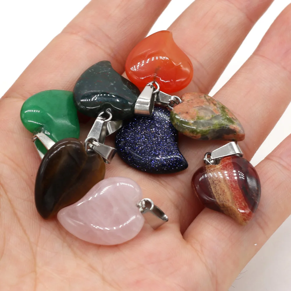 

Natural Stone Gem Heart-shaped Lapis Lazuli Pendant Handmade Crafts Necklace Bracelet Earrings Accessories for Women 16x20mm
