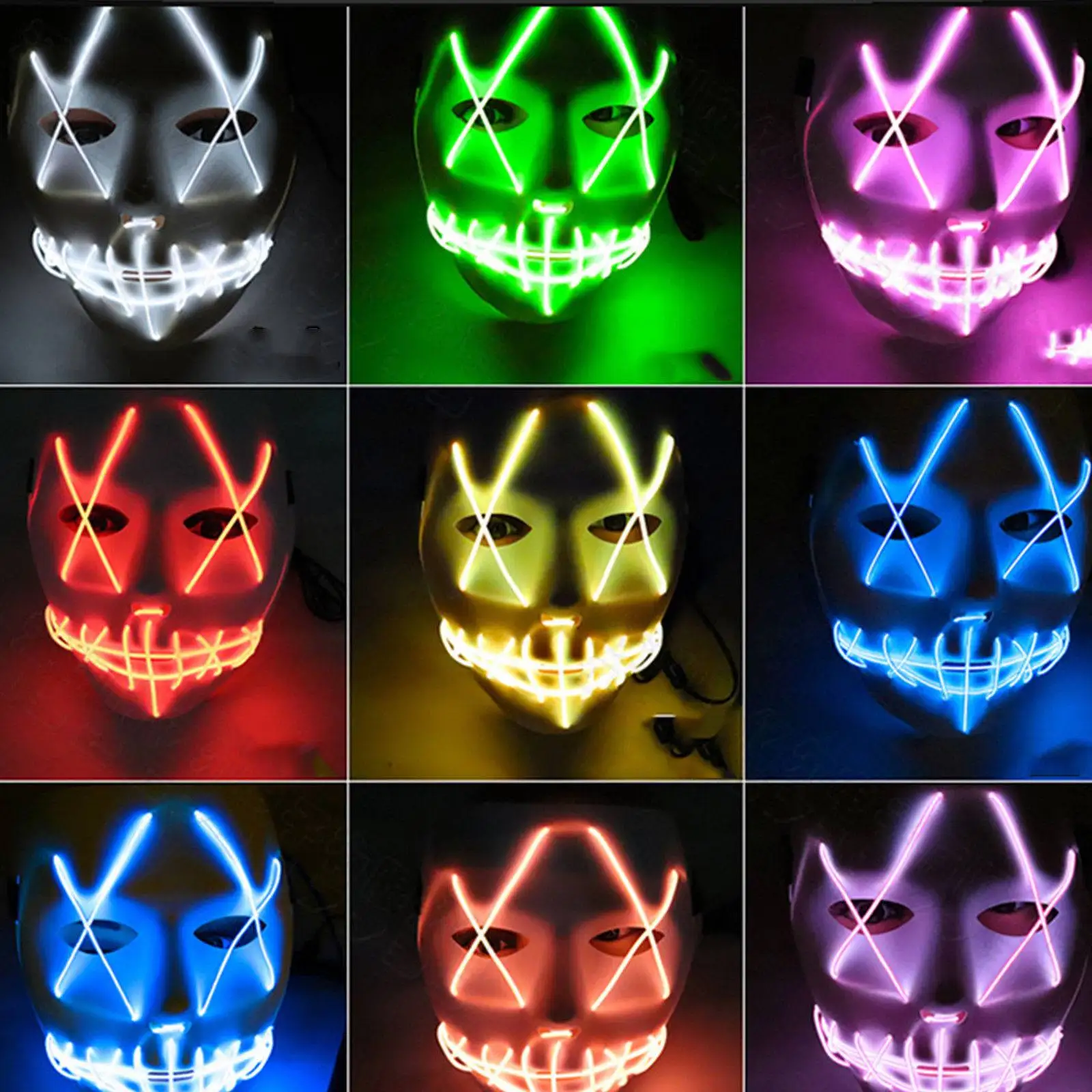 Halloween LED Light Mask Up Funny Mask Election Great Festival Cosplay Costume Cosplay Party Mask Decoration+Voice control