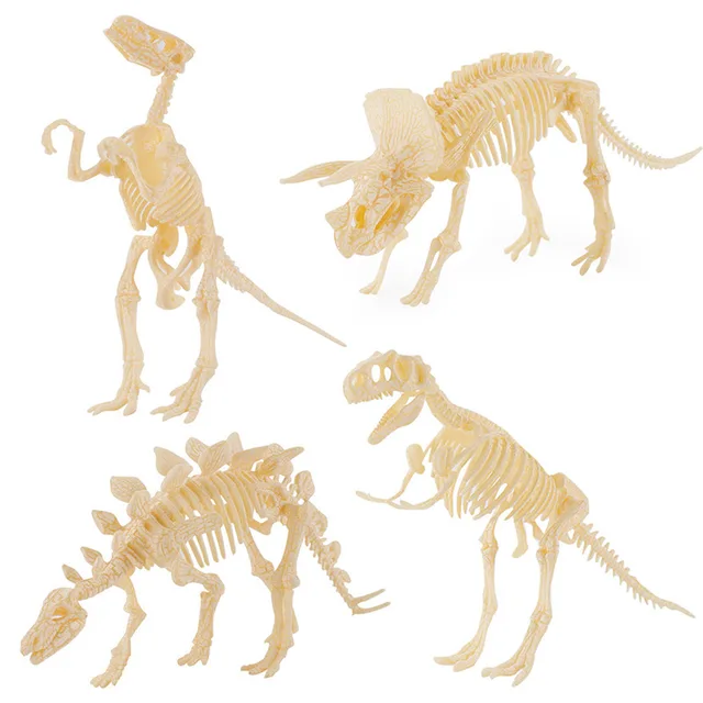 3D DIY Dinosaur Skeleton Assembled Models Toy,3D Excavation Dig kits Series Mini Triceratops/Stegosaurus/Velociraptor Puzzle Toy 1