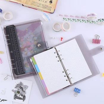 

Kawaii PVC Loose-leaf Notebook Cover A5/A6 Rainbow Hand-book DIY Transparent Coil Sprial Books Cute Agenda 2021 Journal Planner