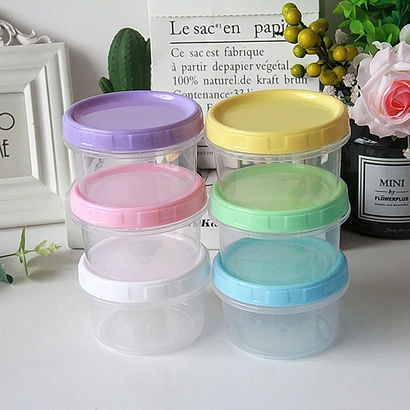 10/20pcs/set 250ml Slime Container Box With Macaron Color Lids Plastic  Clear Storage Box For Fluffy Cloud Clear Crystal Slime - AliExpress