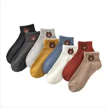 Новинка, 1 пара, милые элегантные весенне-летние носки, сетчатый красный медведь, женские носки, хлопковые носки-лодочки, женские носки, короткие носки