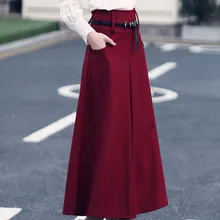 Новинка, зимняя плотная Женская шерстяная юбка макси, высокая талия, Jupe, осенняя длинная юбка, Faldas, шерстяная юбка макси, Saia Longa, большой размер, C2717