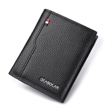 

Leather Coin Photo Bag Tri-fold Men's Wallet With New Card Holder Dollar Short Wallet For Male Short Standard Purse High Quality