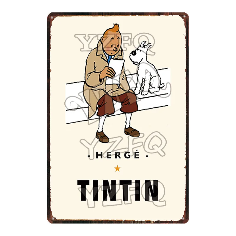 DU-5250 Tintin мультфильм жестяная вывеска металлическая тарелка потертый шик железная живопись детская комната настенный бар домашнее искусство Ремесло Декор 30X20 см DU-5237A - Цвет: DU-5250