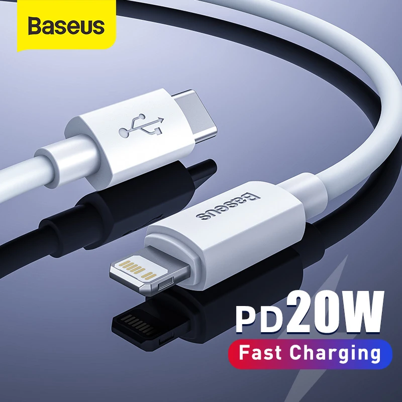 Gran oferta Baseus-Cable USB C de carga rápida para iPhone, Cable de carga rápida PD para iPhone 8 Xr, cargador de datos, tipo C, 12, 11, 20W Zn7mze5d6ng