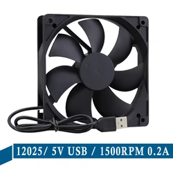 Gdstime – ventilateur de refroidissement Axial 12025 DC 5V USB 1500 tr/min, 0,2a, 120mm x 25mm, 120mm, sans balais, pour boîtier d'ordinateur, 12cm, 1 pièce 