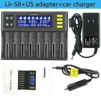 

LiitoKala Lii-S8 Battery Charger Li-ion 3.7V NiMH 1.2V Li-FePO4 3.2V IMR 3.8V charger for 18650 26650 21700 26700 AA AAA