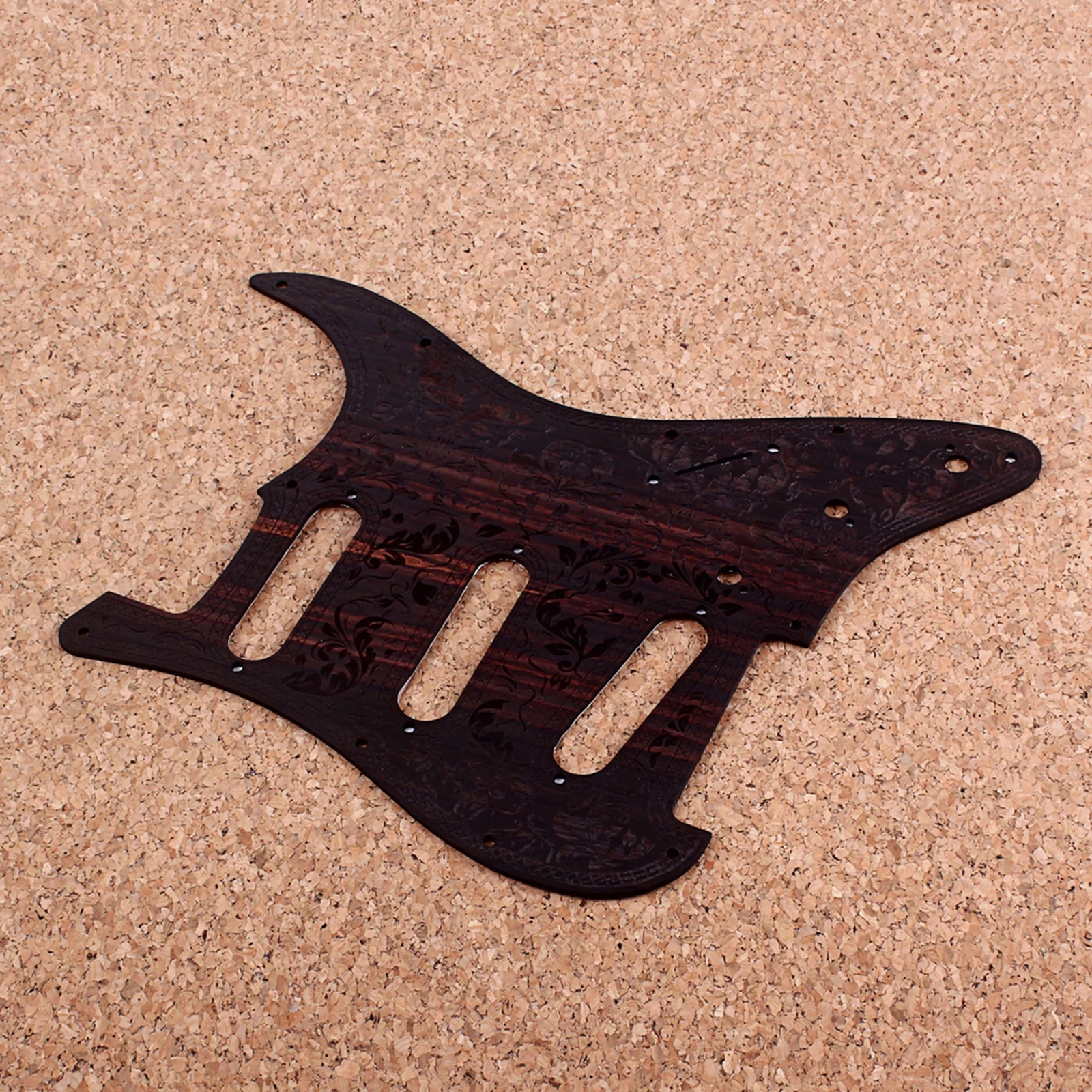 Vintage Carved SSS Guitar Scratch Plate for ST Music Instruments Accs Brown, Made of Quailty Rosewood Material