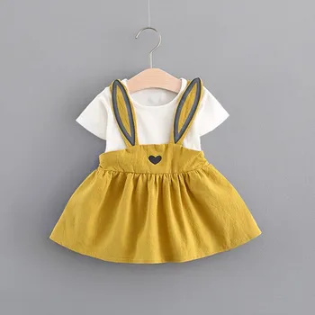 

Cute Baby Girls Dress Toddler Clothes Rabbit Ear Short Sleeve Toddler Baby Clothes Girl Dress Vestido Infantil Girl Summer Dress
