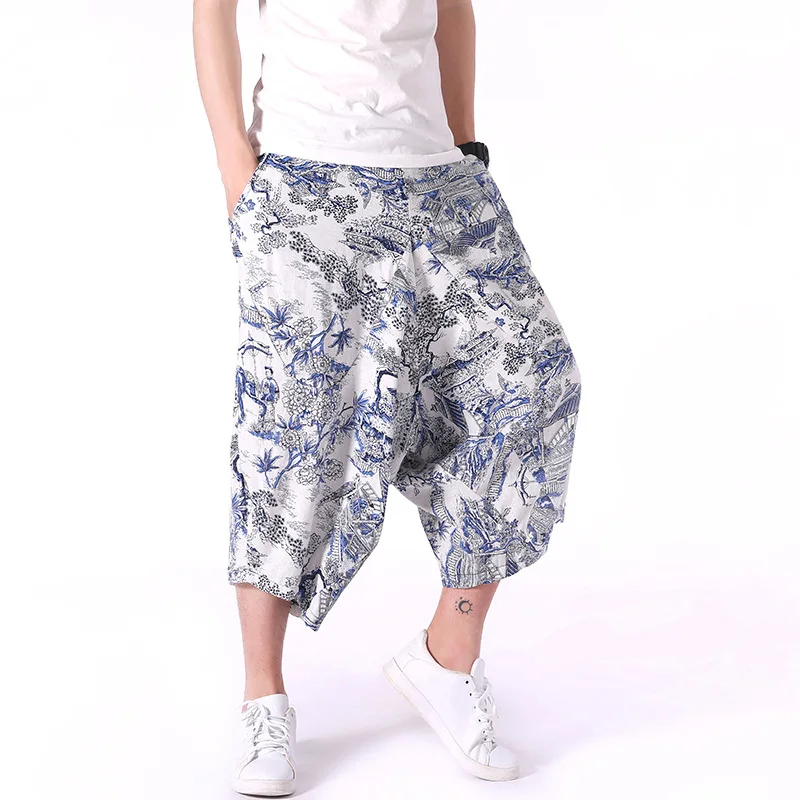 Мужские летние новые стильные шорты HarLan, низкие шорты в китайском стиле, повседневные брюки больших размеров