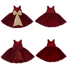 Платья-пачки с пайетками для маленьких девочек детское платье с v-образным вырезом платье принцессы с бантом платье для малышей с золотым вином праздничные платья для малышей