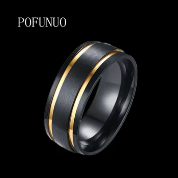 

POFUNUO Men's Ring Tungsten Ring men fashion Wedding Classic Jewelry Engagement Party RING Fit Brand design Groove free shipping