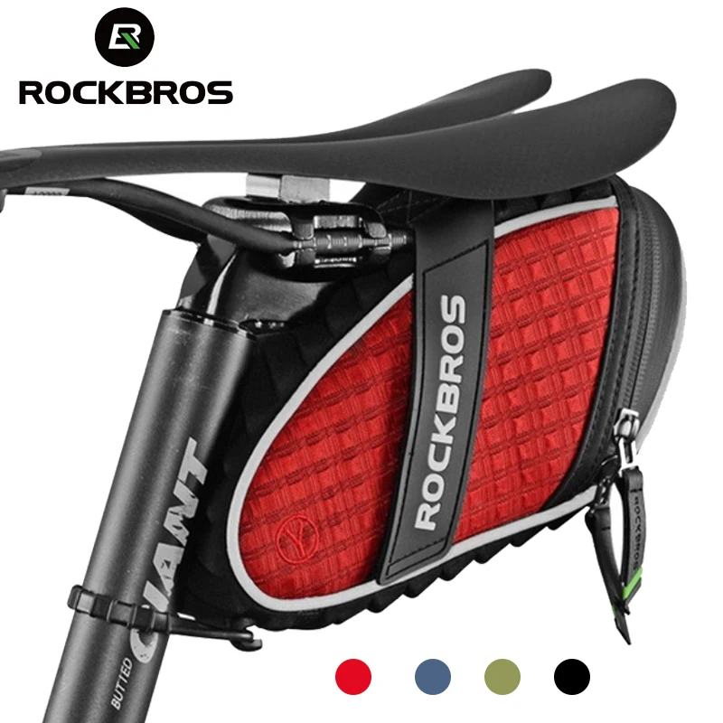 RockBros Bicycle Saddle Bag Reflective Rear Seatpost Bike Waterproof Bag Red 