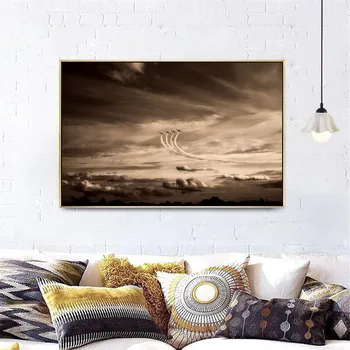 

Canvas Painting The Trajectory of the Aircraft Sky Retro Poster Canvas Print Painting Wall Art Living Room Home Decoration